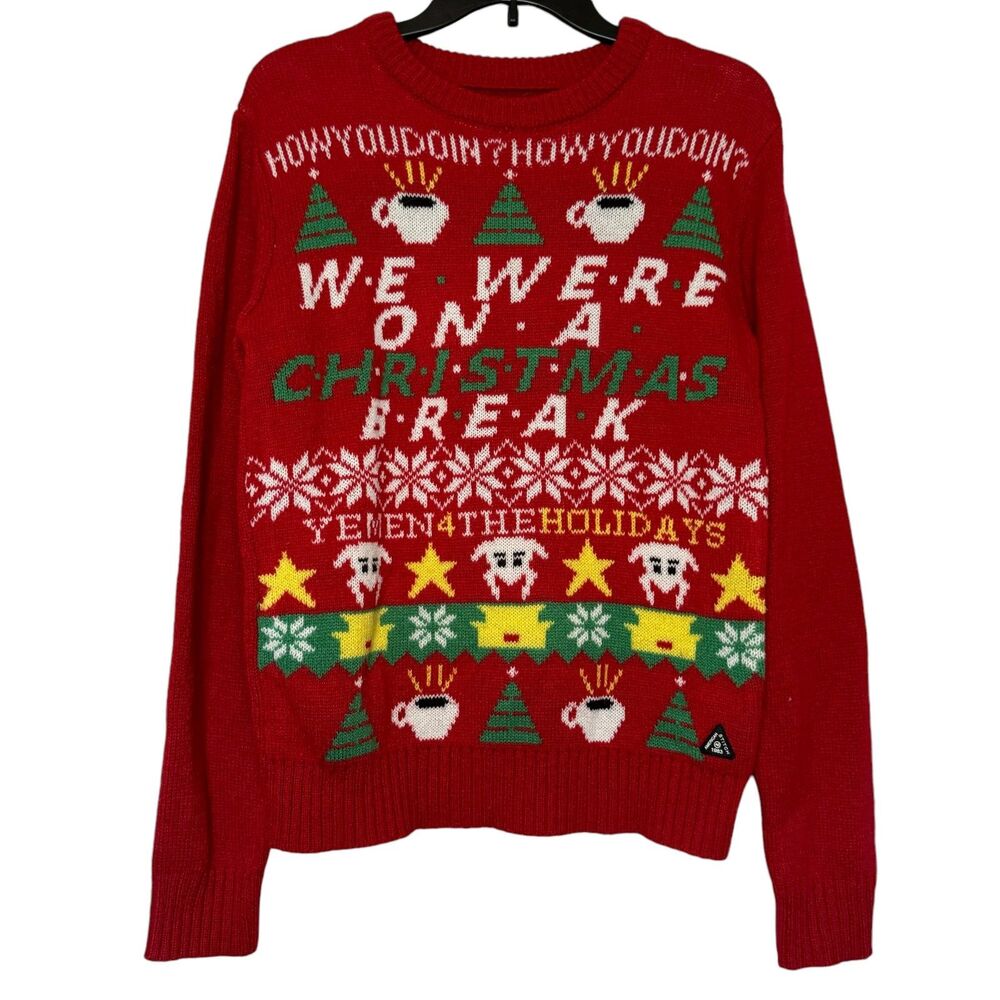 CHRISTMAS men's size medium M "We Were on a Christmas Break" Friends sweater